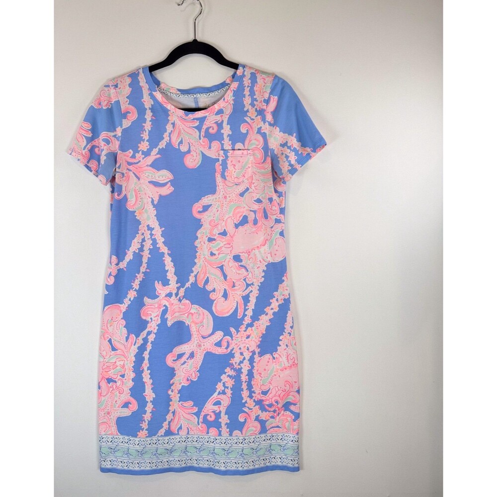 Lilly Pulitzer Womens Dress Blue Declan Floral Shift Short Sleeve A Line Small - Picture 5 of 10